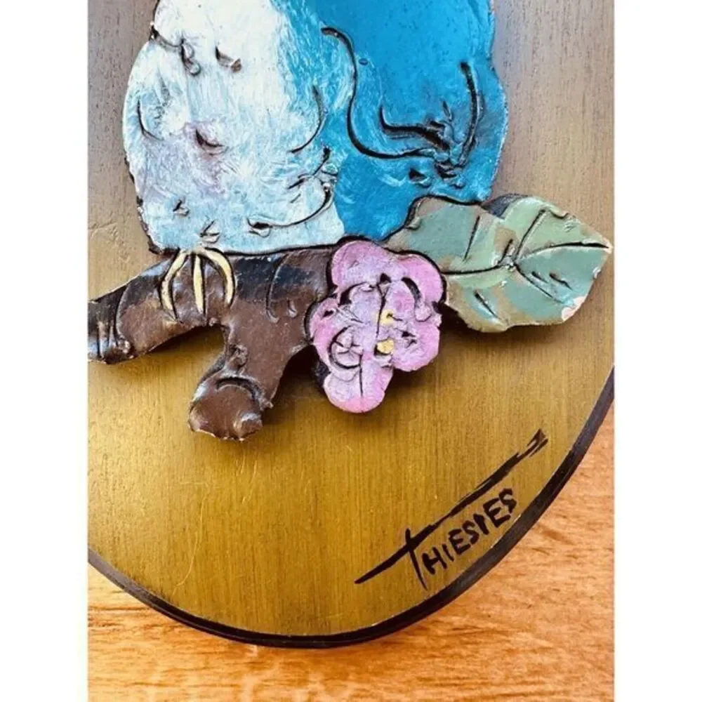 Darlene Thiesies Dutch Blue LoveBird Plaque Wall‎ Handcrafted Clay Creation